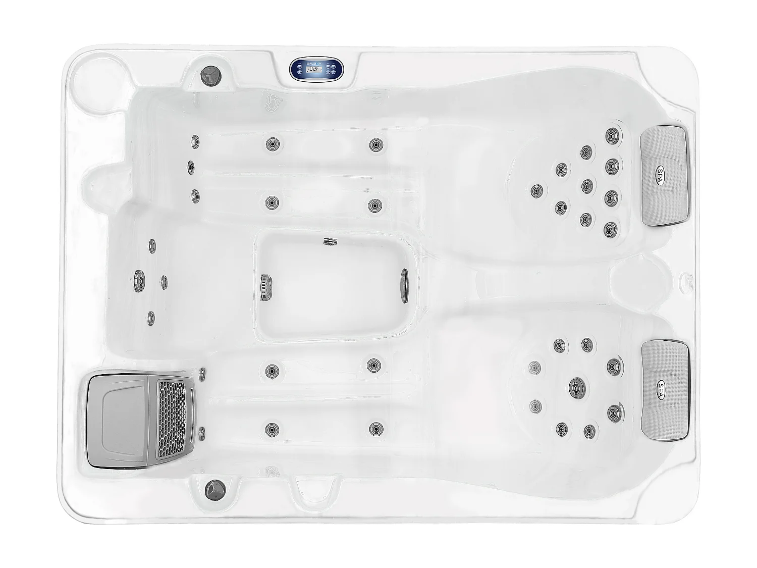 SPA 3 places blanc perlé avec bâche - 35 jets - L210 x P158 x H73 cm - Système BALBOA - MAUPITI III