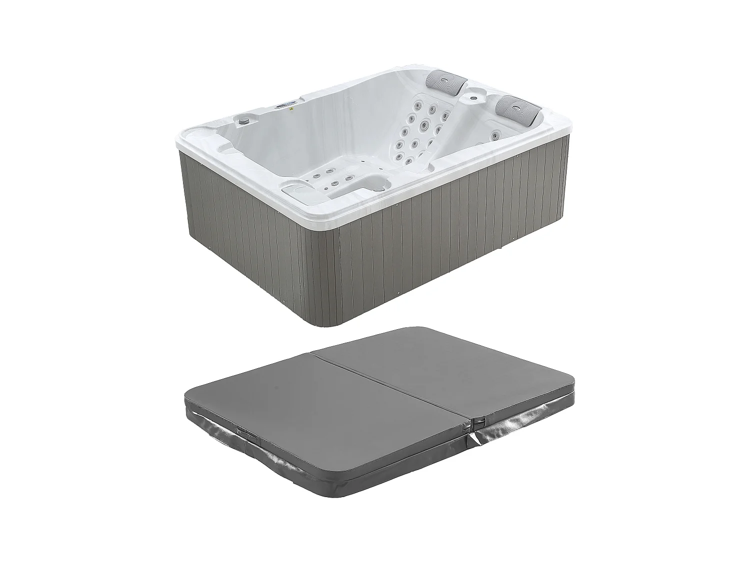 SPA 3 places blanc perlé avec bâche - 65 jets - L210 x P158 x H73 cm - Système BALBOA - FIDJI VI