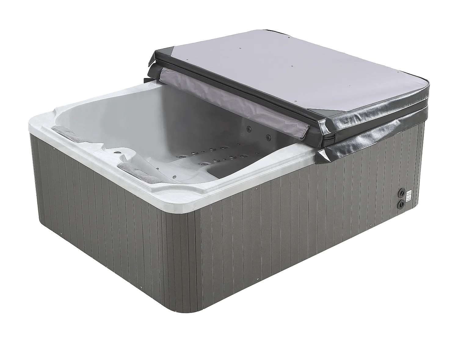 Whirlpool 3 Plätze mit Abdeckung - Perlweiß - 65 Düsen - 210 x 158 x 73 cm - System BALBOA - FIDJI VI