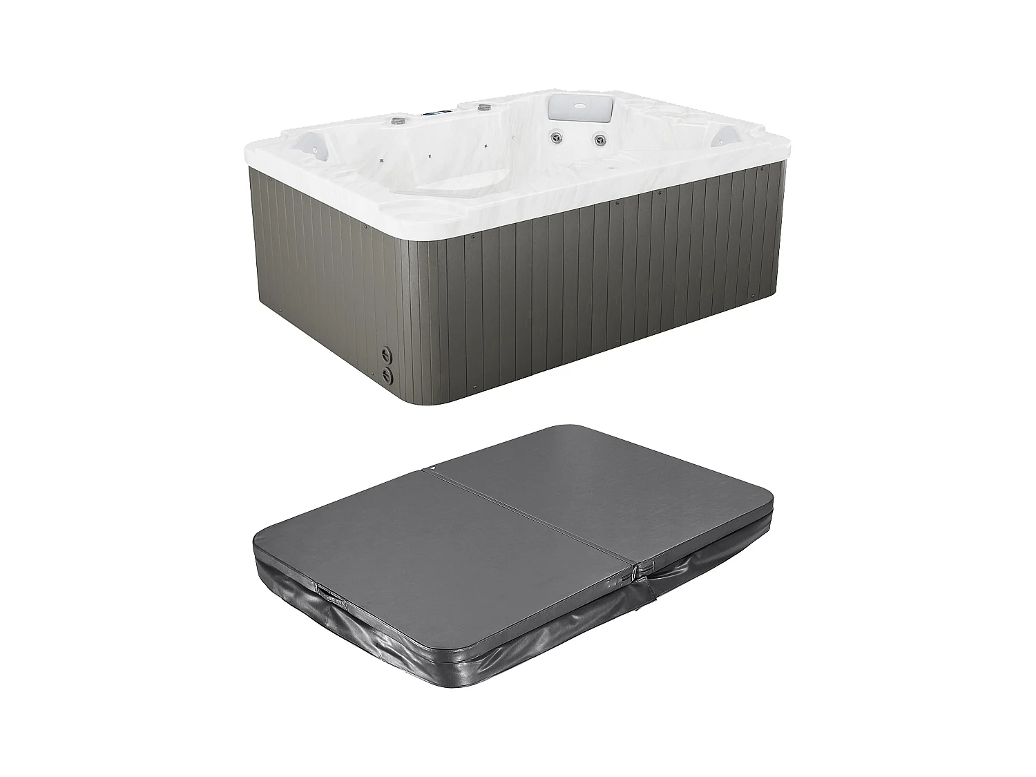 Whirlpool 4 Plätze mit Abdeckung - Perlweiß - 16 Düsen - 210 x 152 x 76 cm - System BALBOA - LULA IV