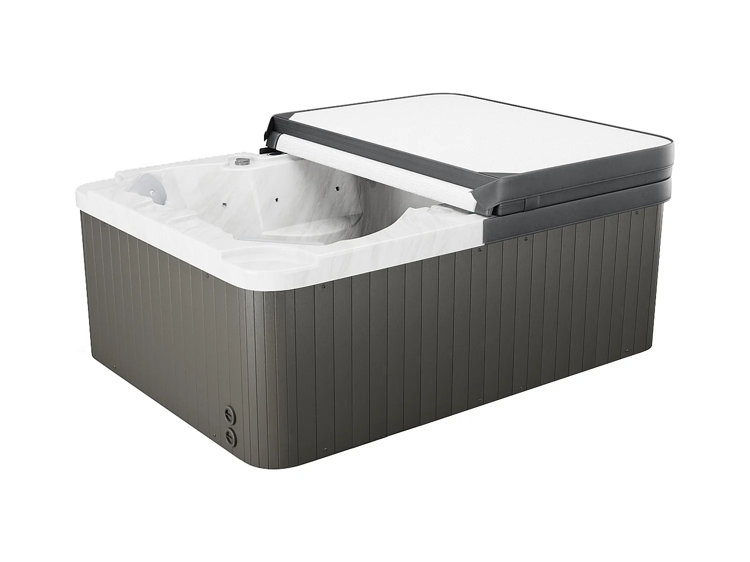 Whirlpool 4 Plätze mit Abdeckung - Perlweiß - 16 Düsen - 210 x 152 x 76 cm - System BALBOA - LULA IV