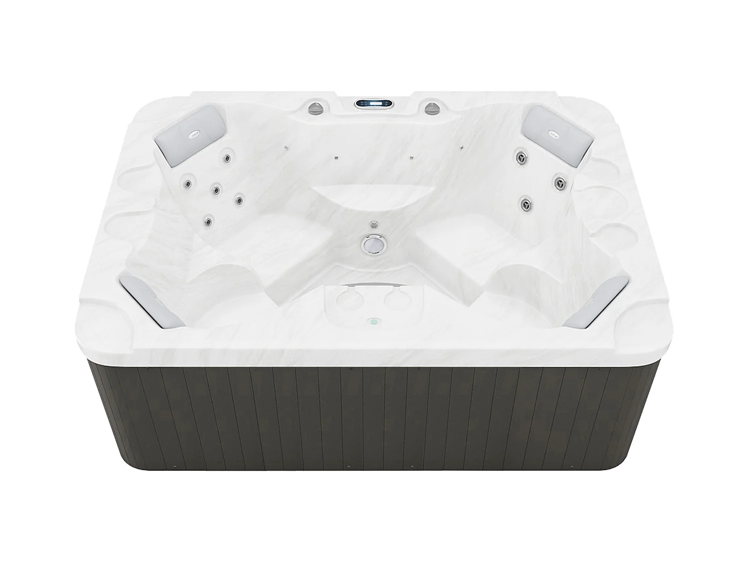 Whirlpool 4 Plätze mit Abdeckung - Perlweiß - 16 Düsen - 210 x 152 x 76 cm - System BALBOA - LULA IV