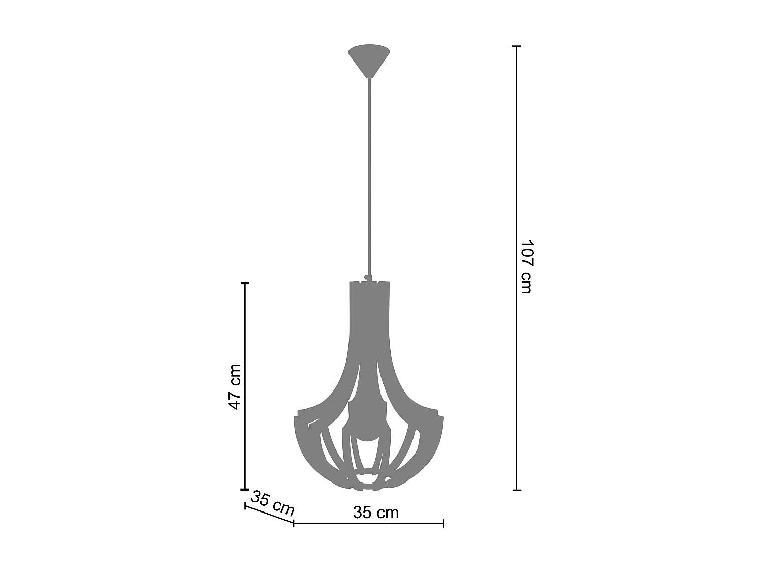 Suspensión  TOSEL ,madera,Rojo,A107x D 35xP35cm