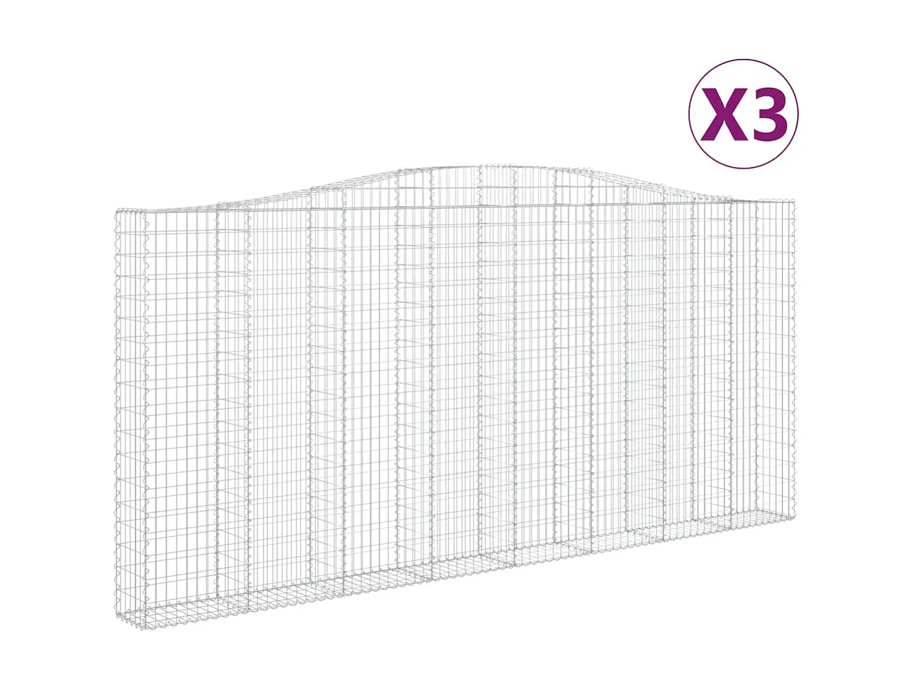 Cestini per gabbioni ad arco 3 pz 400x30x180/200 cm Ferro zincato