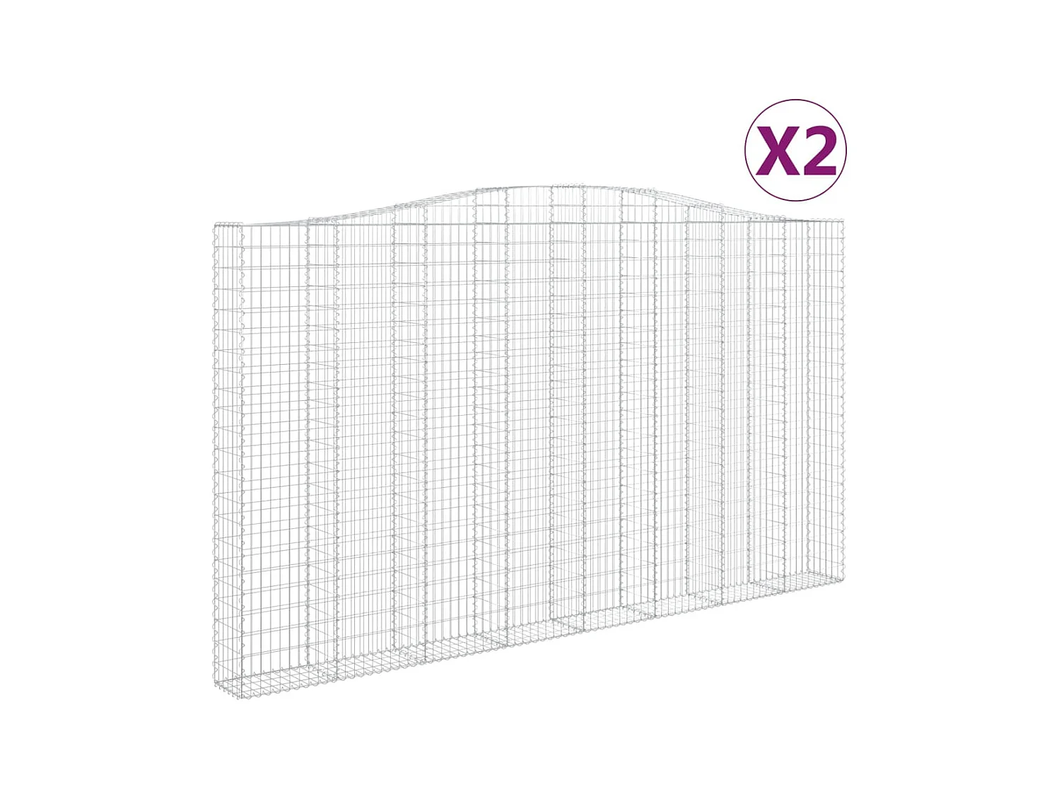 Cestas de gaviones arqueadas 2 piezas 400x30x220/240 cm Hierro galvanizado