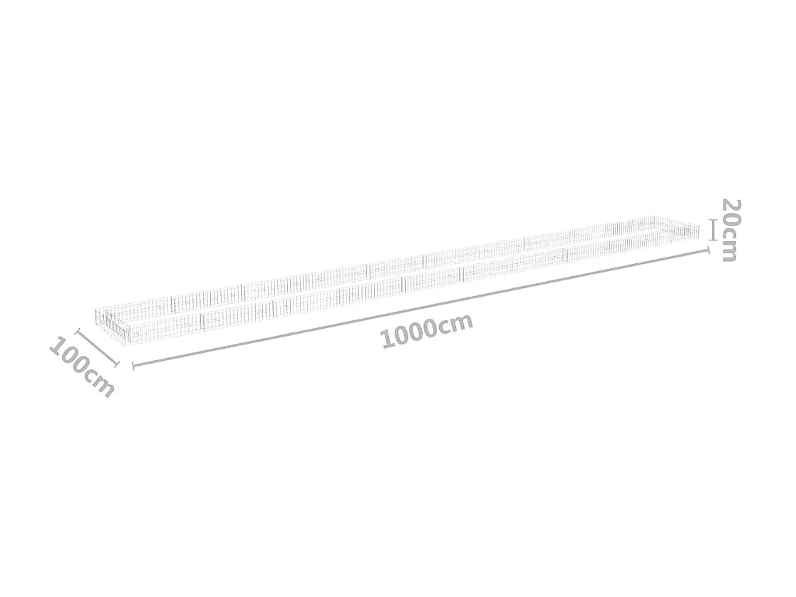 Cama de gaviones elevada Acero galvanizado 1000x100x20 cm