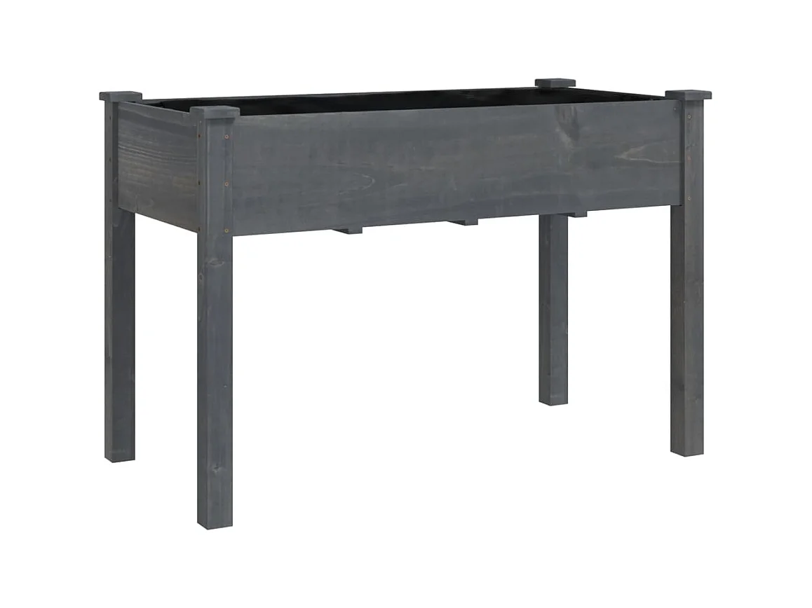 Fioriera con rivestimento grigio 118x59x76 cm in legno massello di abete