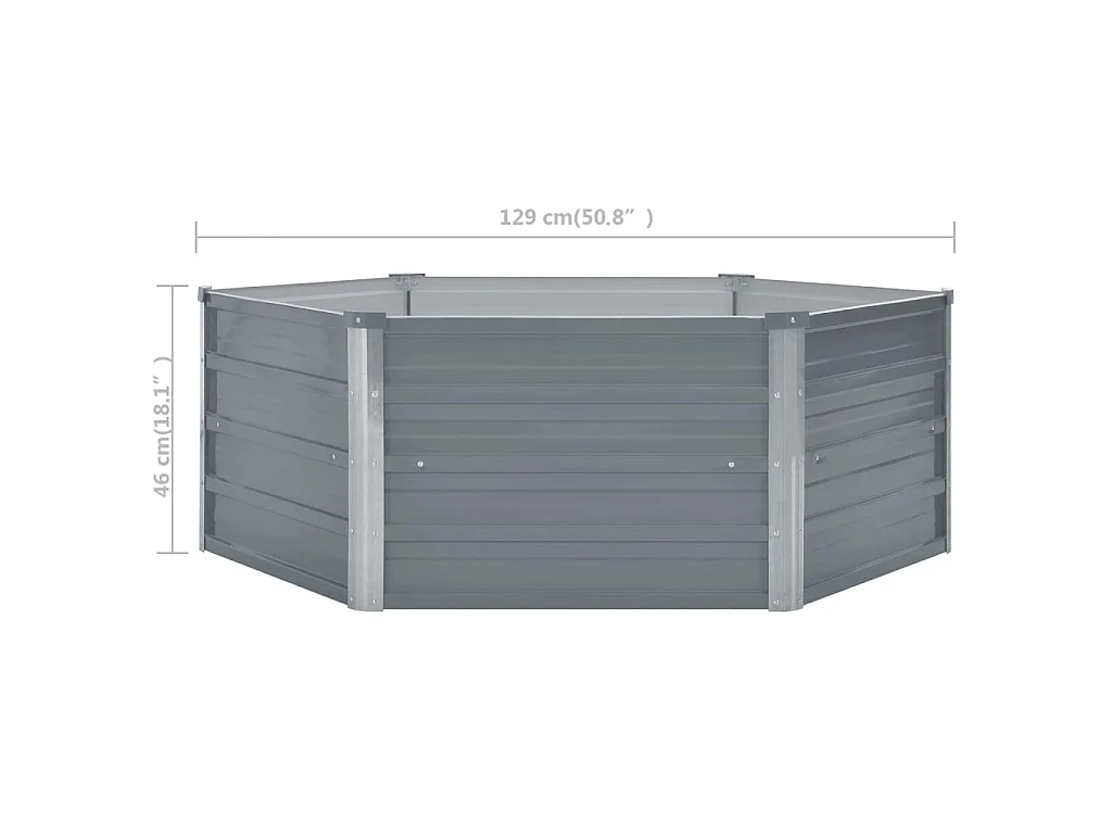 Jardinière 129 x 129 x 46 cm cm Acier galvanisé Gris