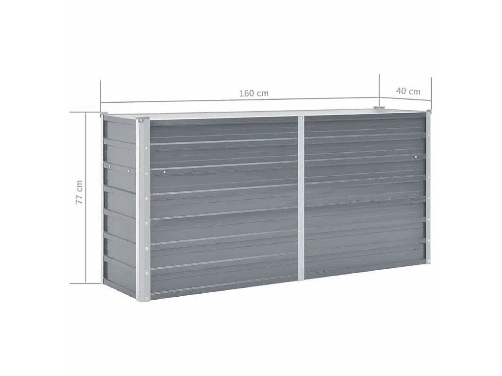 Lit surélevé de jardin Acier galvanisé 160x40x77 cm Gris