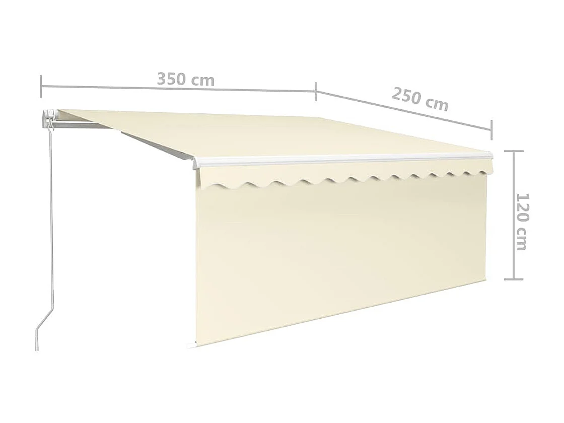Auvent rétractableanuel avec store 3,5x2,5 Crème