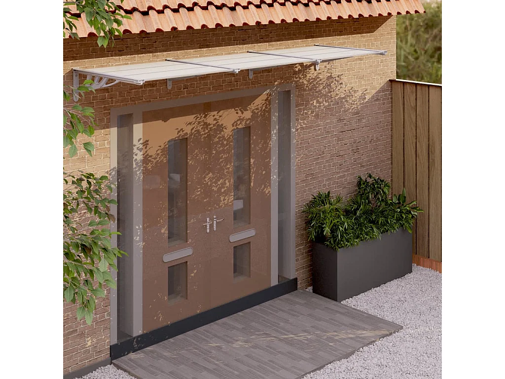 Auvent de porte Gris et transparent 358,5x90 Polycarbonate
