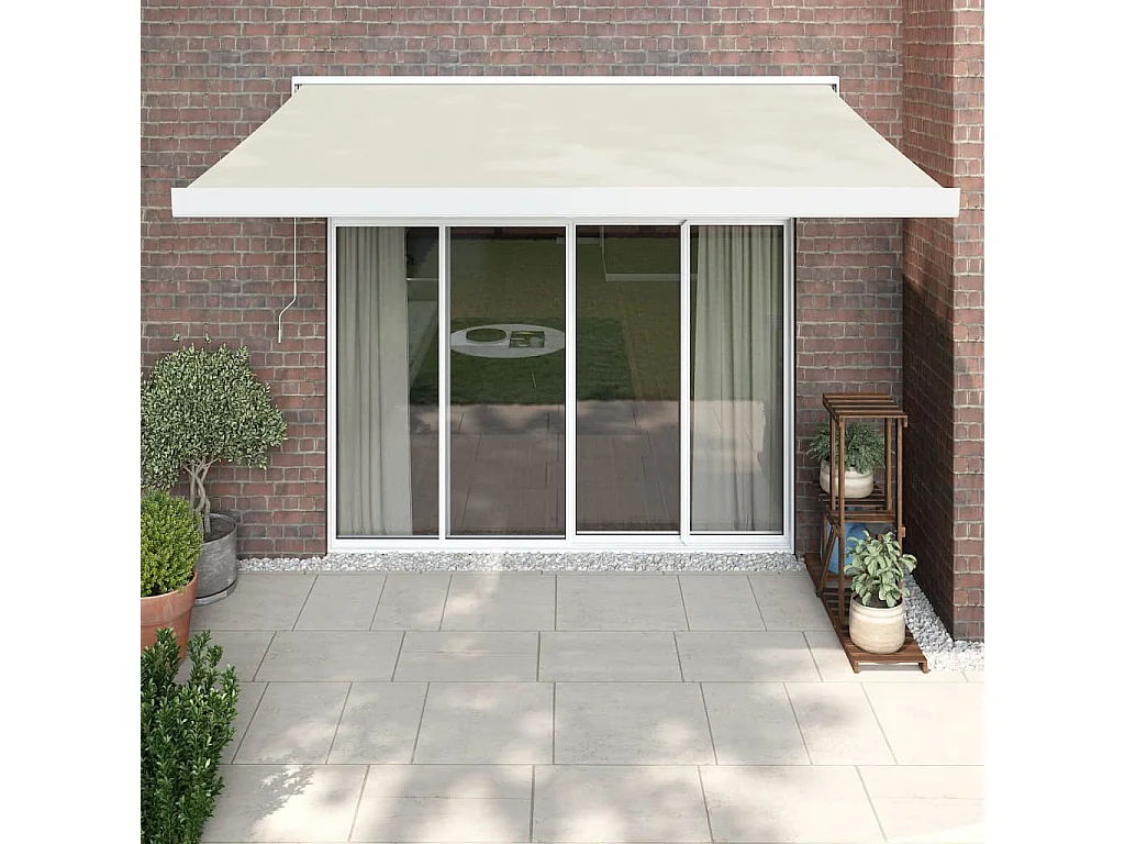 Toldo retrátil creme 3,5x2,5 tecido e alumínio