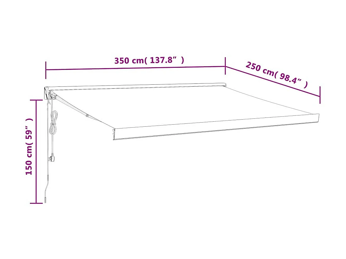 Toldo retrátil creme 3,5x2,5 tecido e alumínio