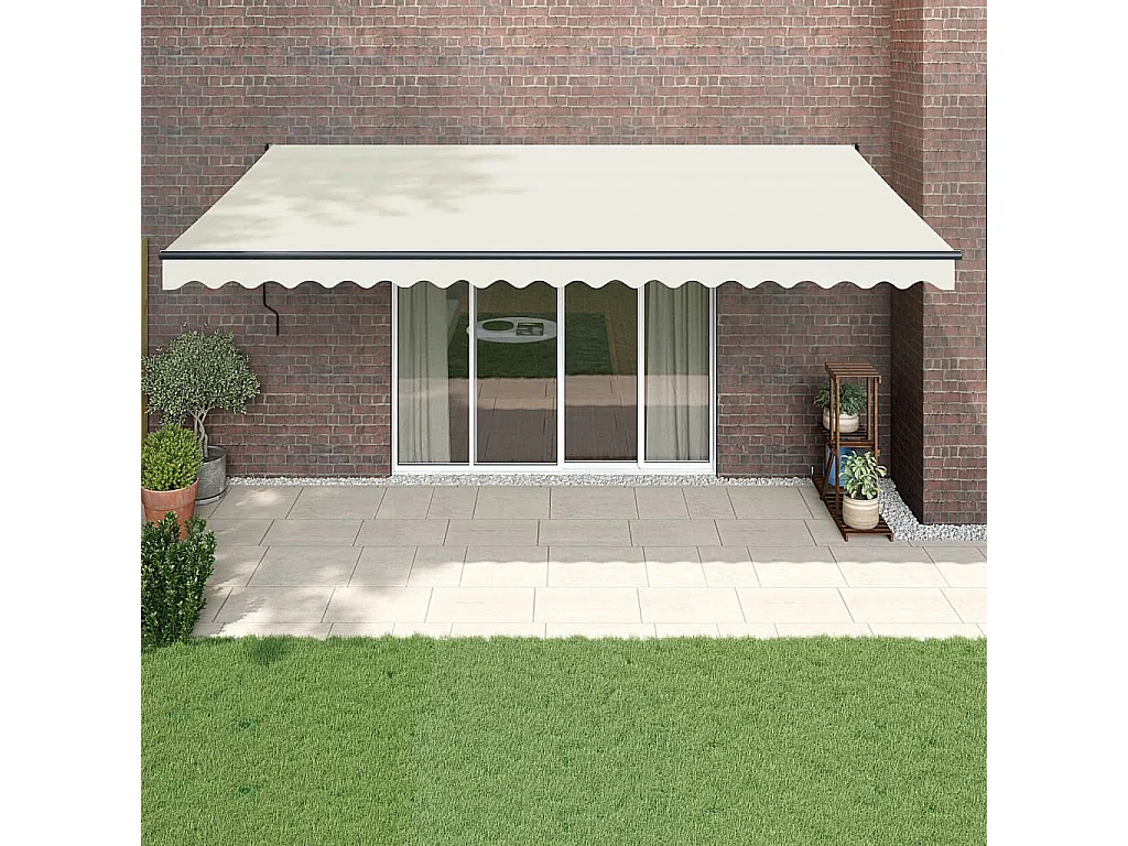 Auvent rétractable crème 5x3 tissu et aluminium