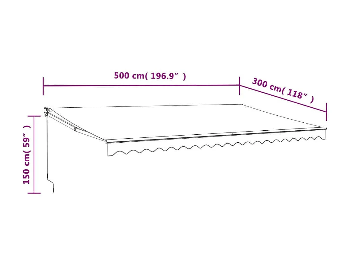 Auvent rétractable crème 5x3 tissu et aluminium