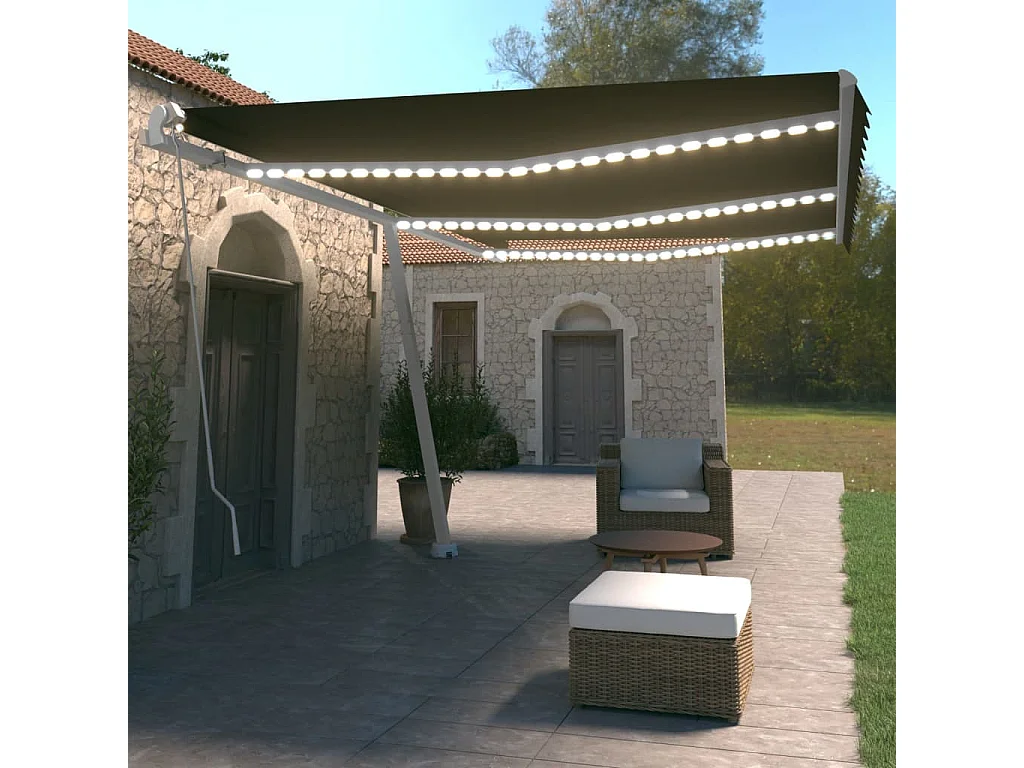 Uitschuifbaar zonnescherm met LED 600x350 Antraciet