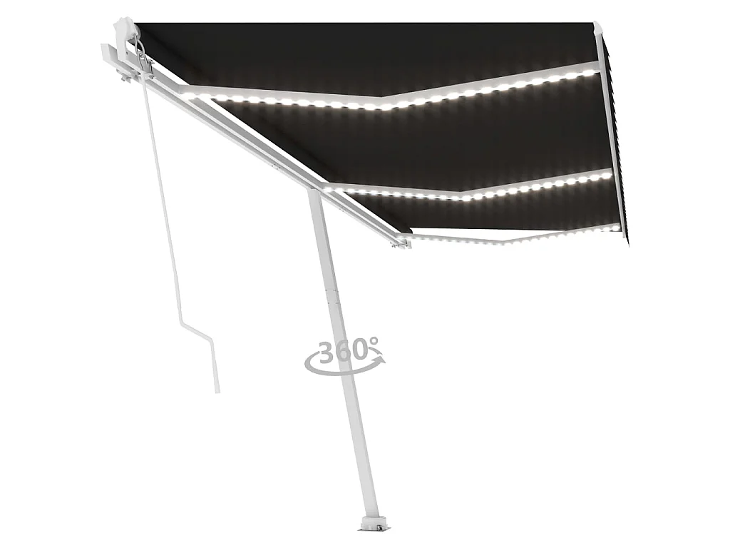 Uitschuifbaar zonnescherm met LED 600x350 Antraciet