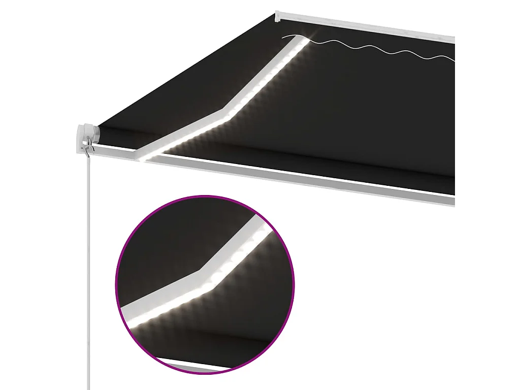 Uitschuifbaar zonnescherm met LED 600x350 Antraciet