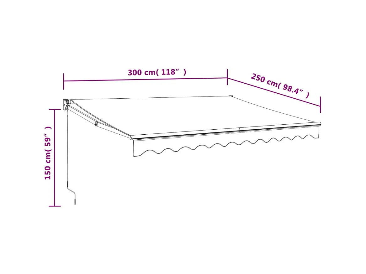 Cremefarbene automatische einziehbare Markise 3x2,5