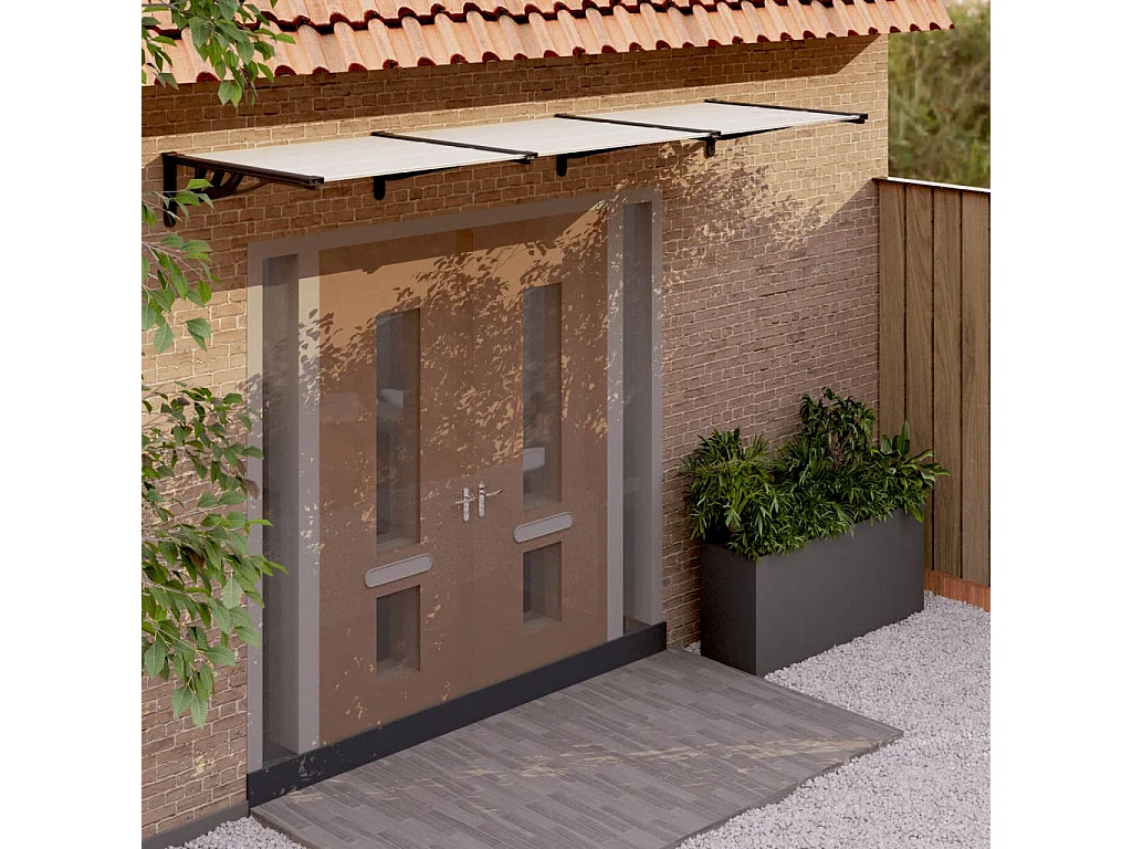 Toldo para puerta Negro y transparente 297,5x90 Policarbonato