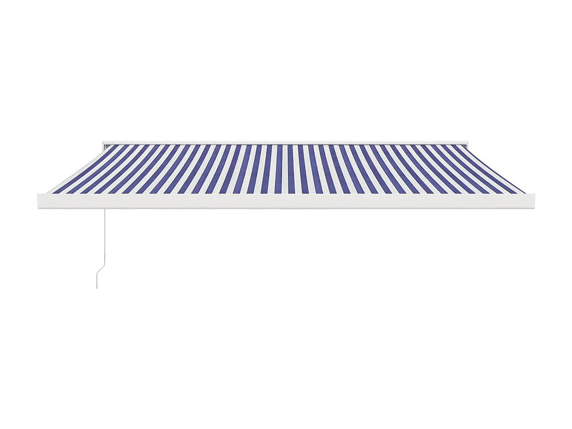 Toldo retrátil azul e branco 4x3 em tecido e alumínio