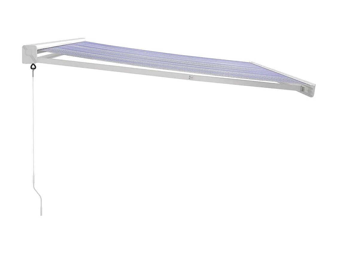 Auvent rétractable bleu et blanc 4x3 tissu et aluminium