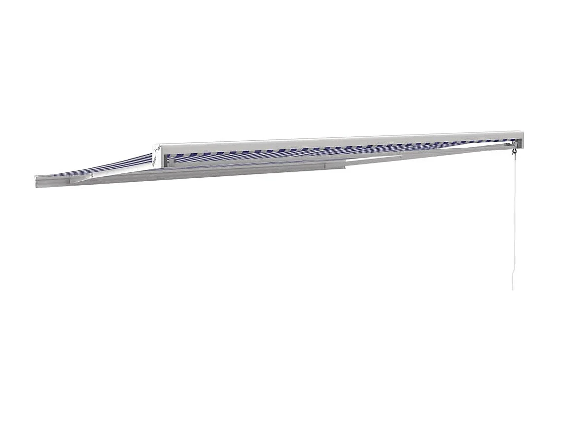 Auvent rétractable bleu et blanc 4x3 tissu et aluminium