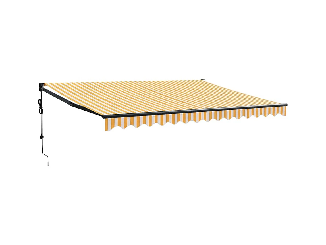 Toldo retrátil automático amarelo e branco 4,5x3