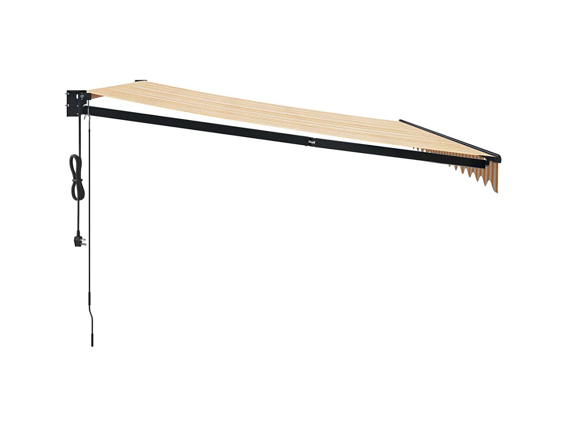 Toldo retrátil automático amarelo e branco 4,5x3