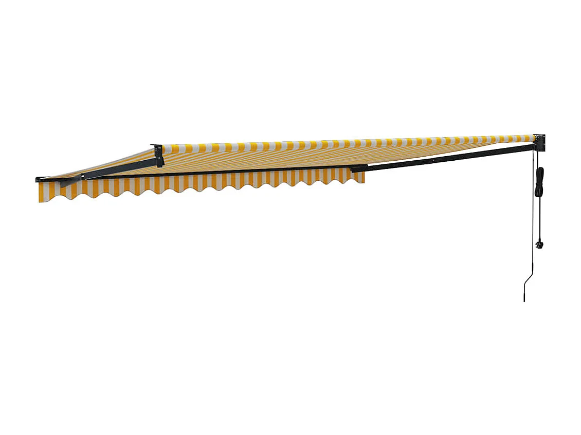Toldo retrátil automático amarelo e branco 4,5x3