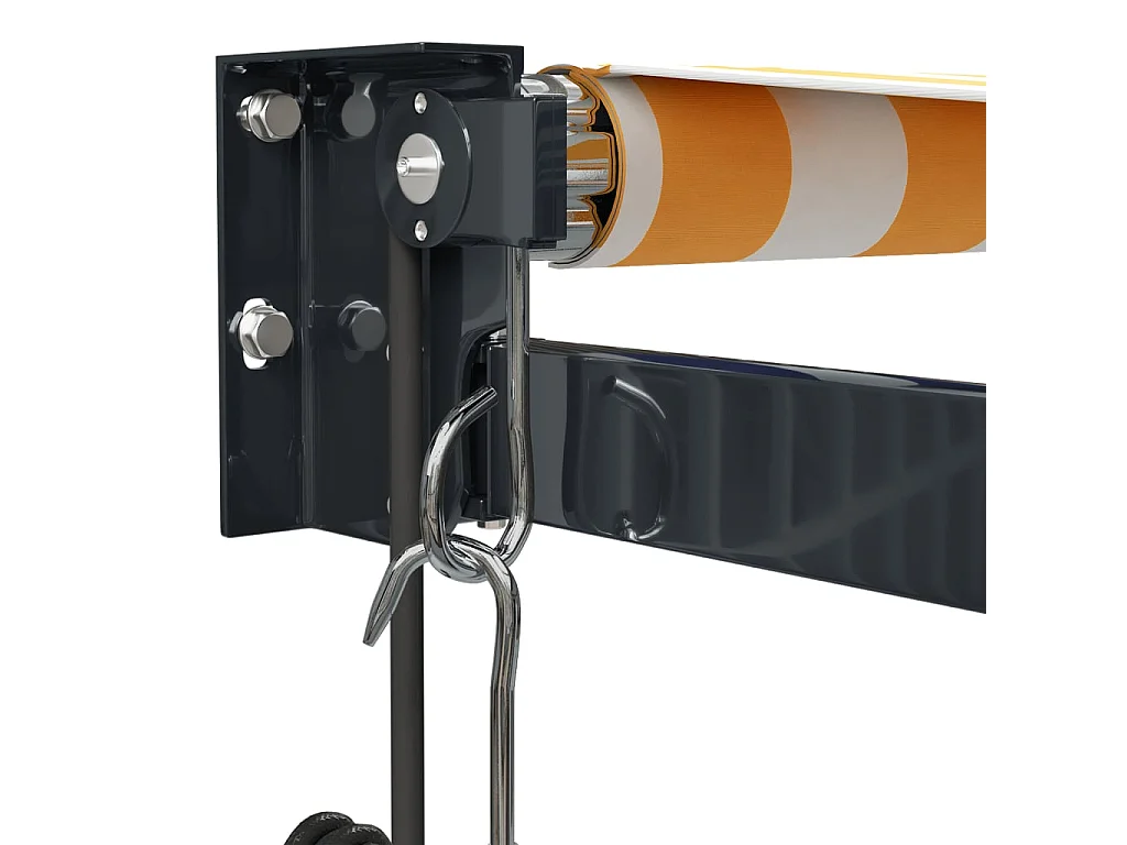 Toldo retrátil automático amarelo e branco 4,5x3