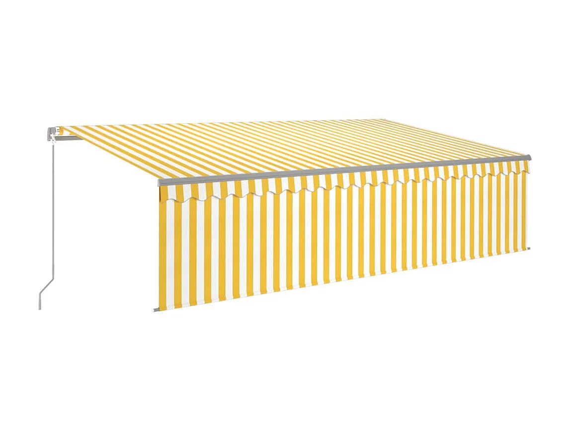 Auvent rétractableanuel avec store 5x3 Jaune et blanc
