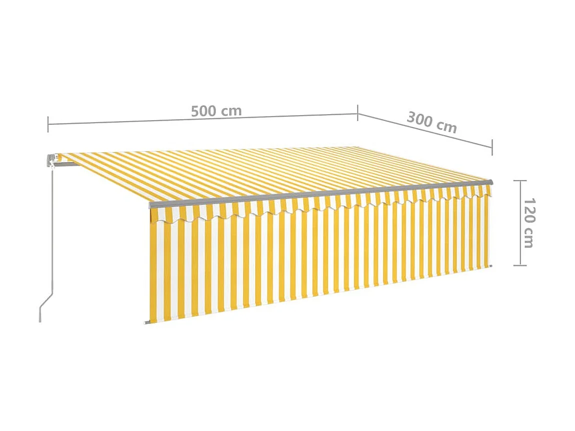 Auvent rétractableanuel avec store 5x3 Jaune et blanc