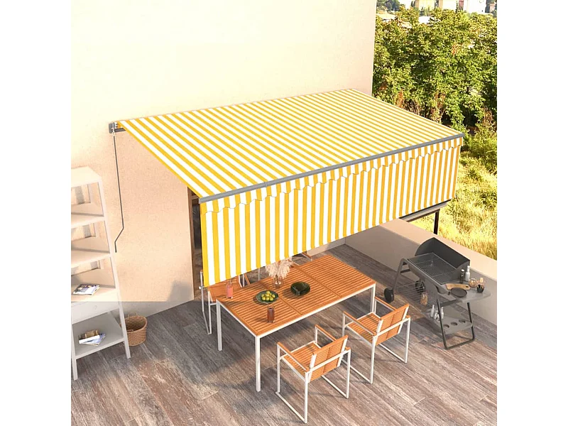 Jährliche einziehbare Markise mit 5x3-Rollo in Gelb und Weiß