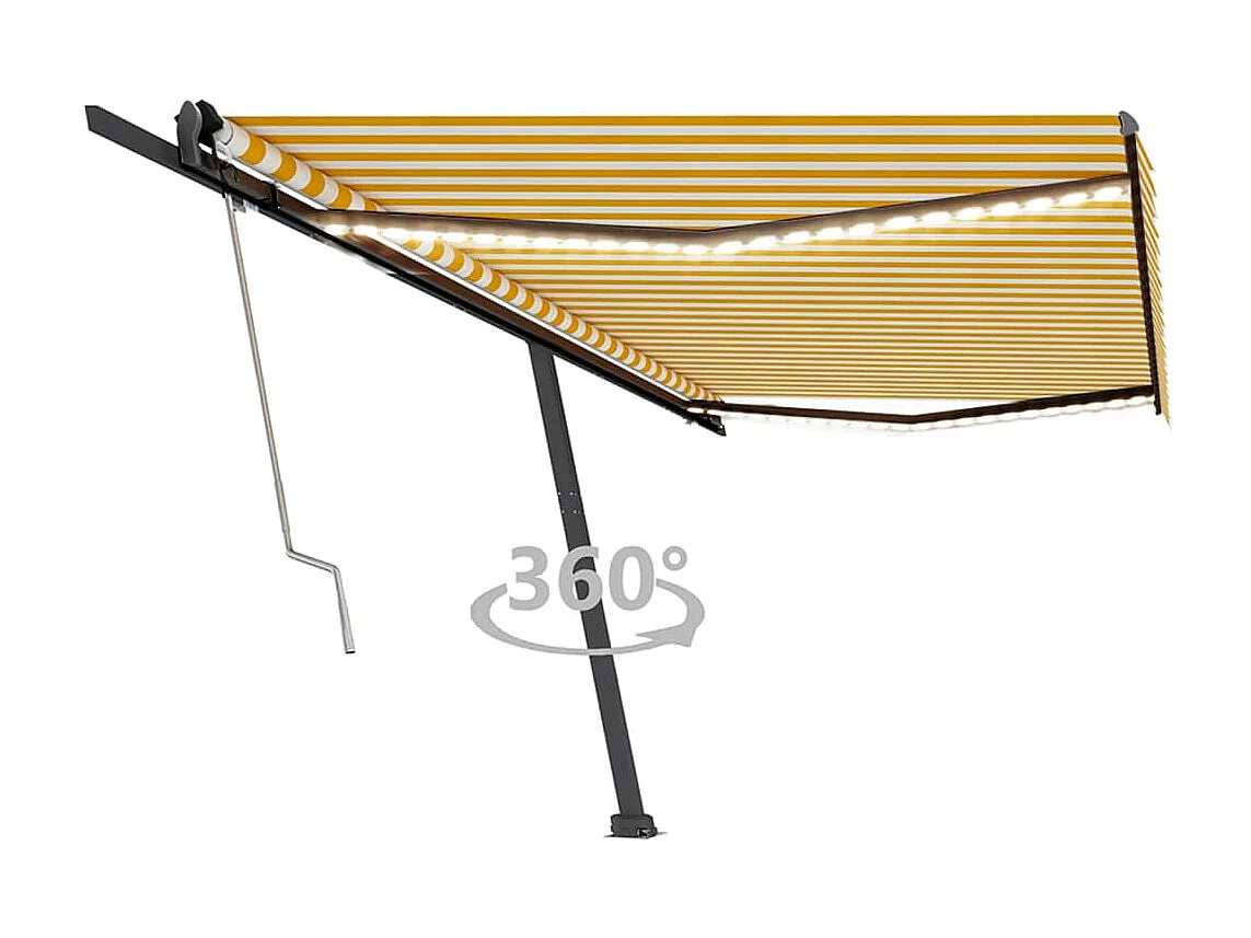 Auvent automatique capteur de vent LED 500x350cm Jaune et blanc