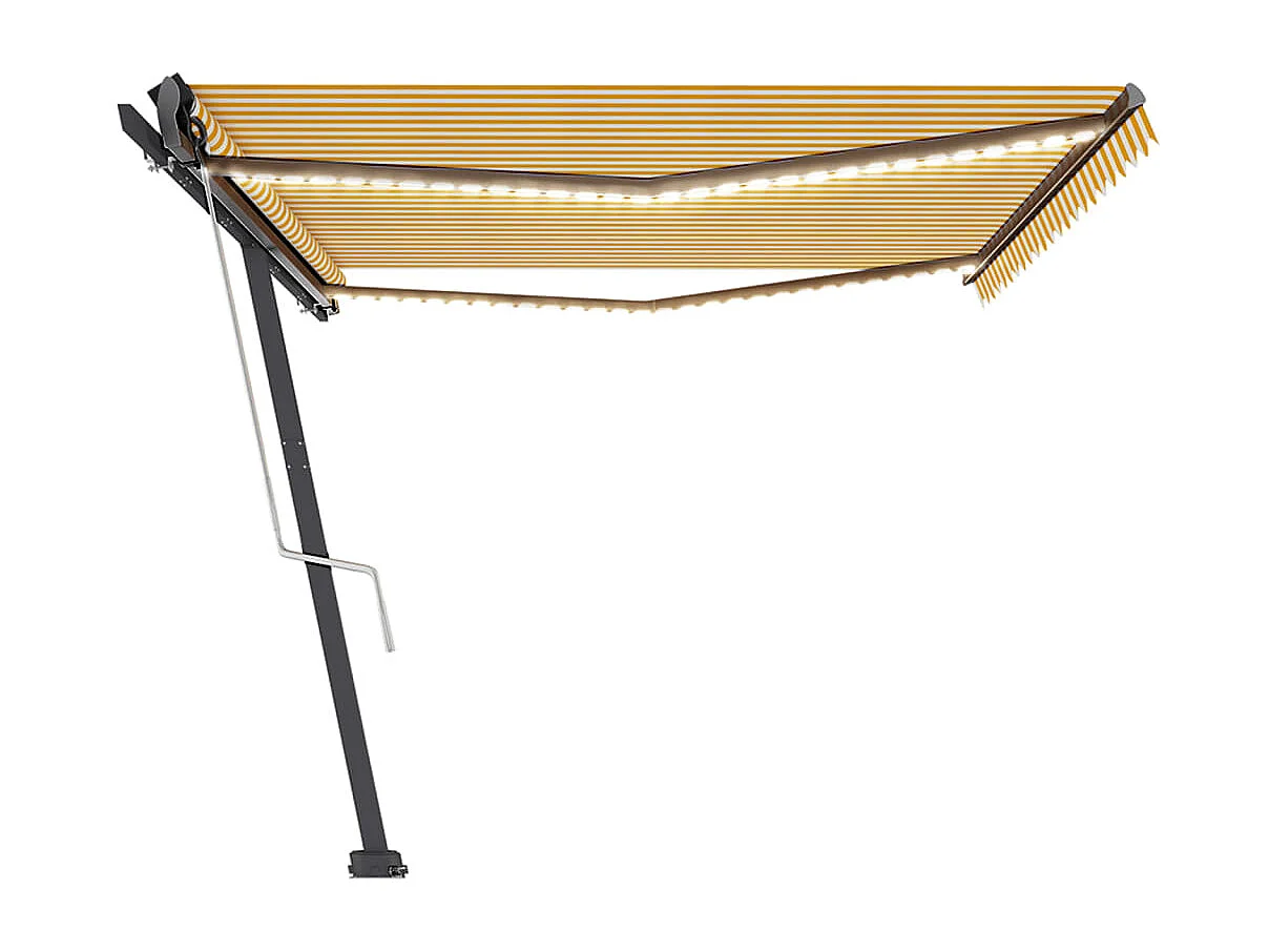 Auvent automatique capteur de vent LED 500x350cm Jaune et blanc