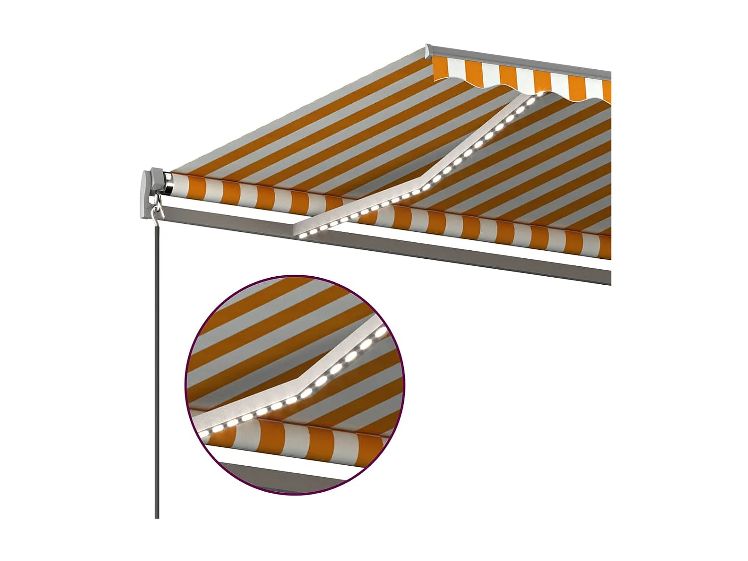 Auvent automatique capteur de vent LED 500x350cm Jaune et blanc