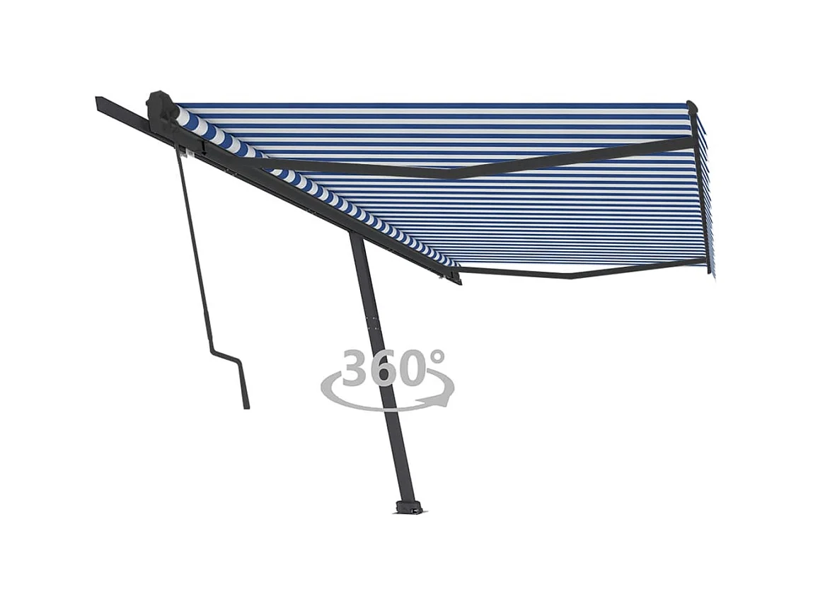 Auvent automatique sur pied 500x350 Bleu/Blanc