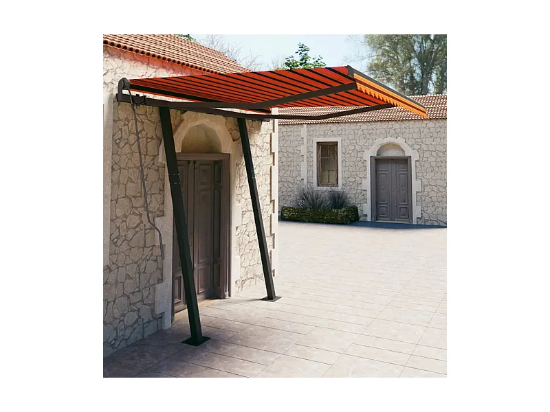 Auvent rétractable automatique poteaux 3,5x2,5 Orangearron