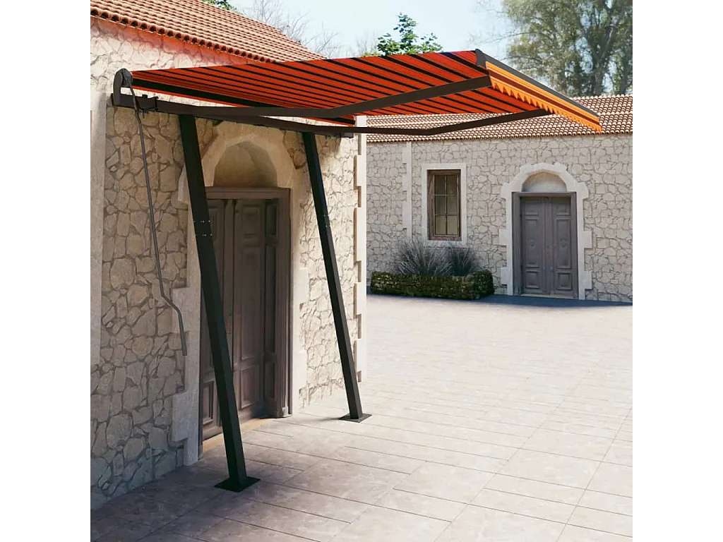 Auvent rétractable automatique poteaux 3,5x2,5 Orangearron