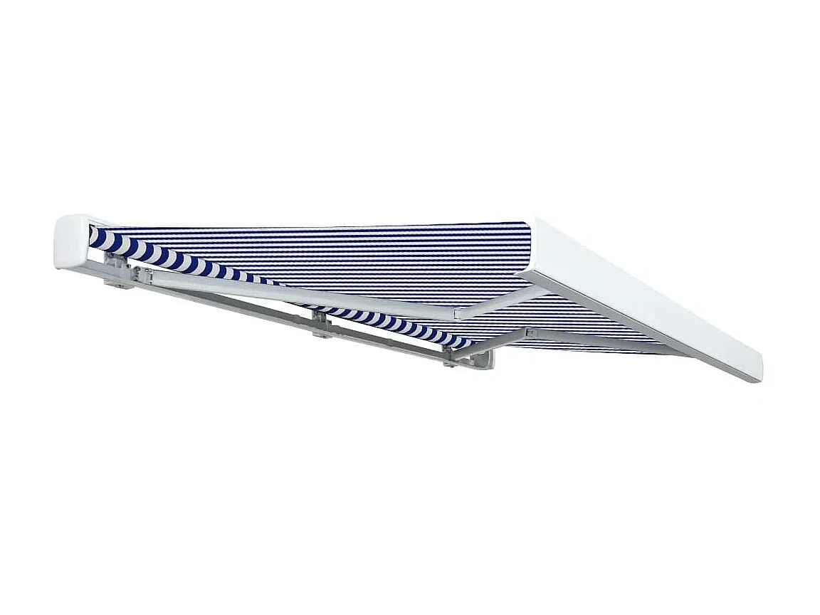 Motorisiertes Kassettenrollo 450x300 Blau und Weiß