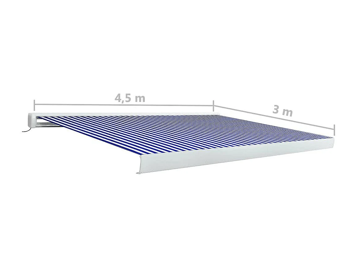Motorisiertes Kassettenrollo 450x300 Blau und Weiß