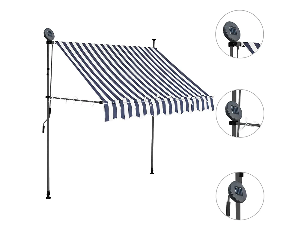 Auventanuel rétractable avec LED 200 Bleu et blanc