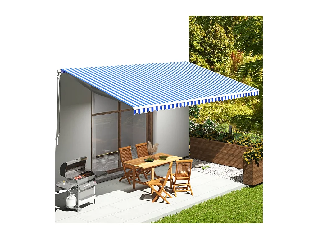 Tissu de remplacement pour auvent Bleu et blanc 6x3,5