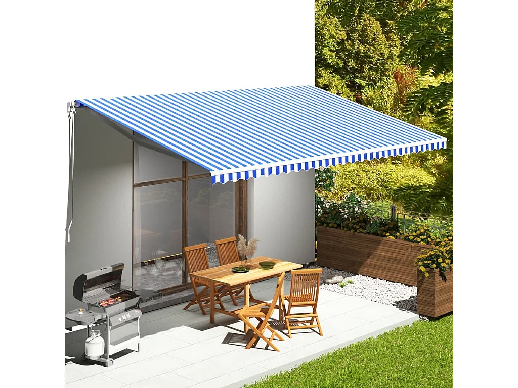 Ersatzstoff für Markise Blau und Weiß 6x3,5