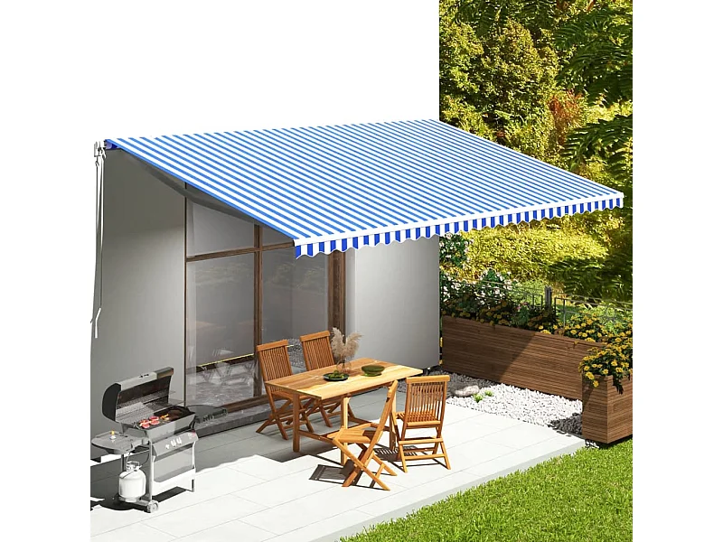 Ersatzstoff für Markise Blau und Weiß 6x3,5