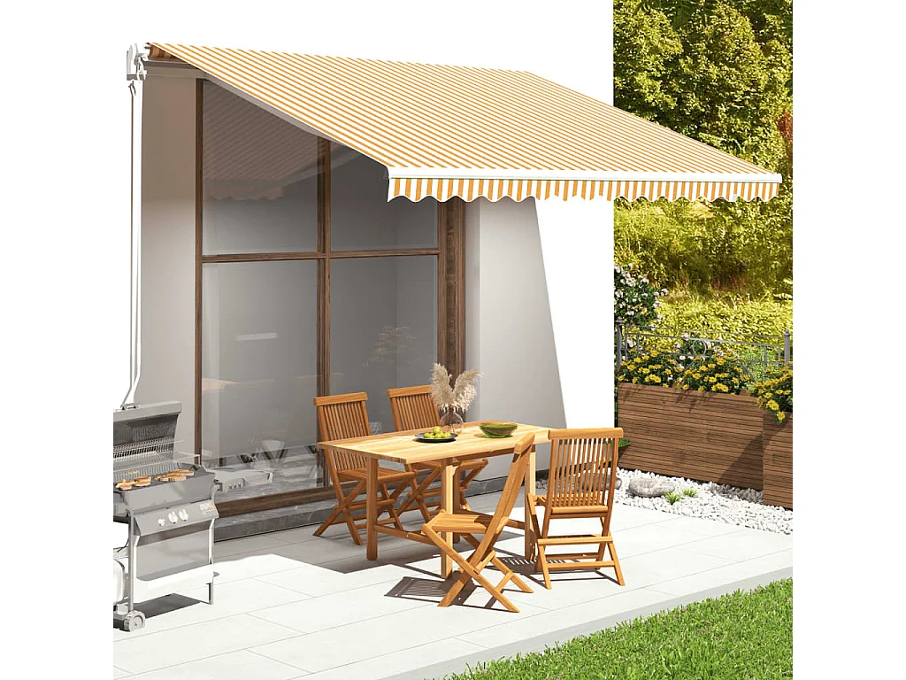 Tissu de remplacement pour auvent Jaune et blanc 4,5x3,5