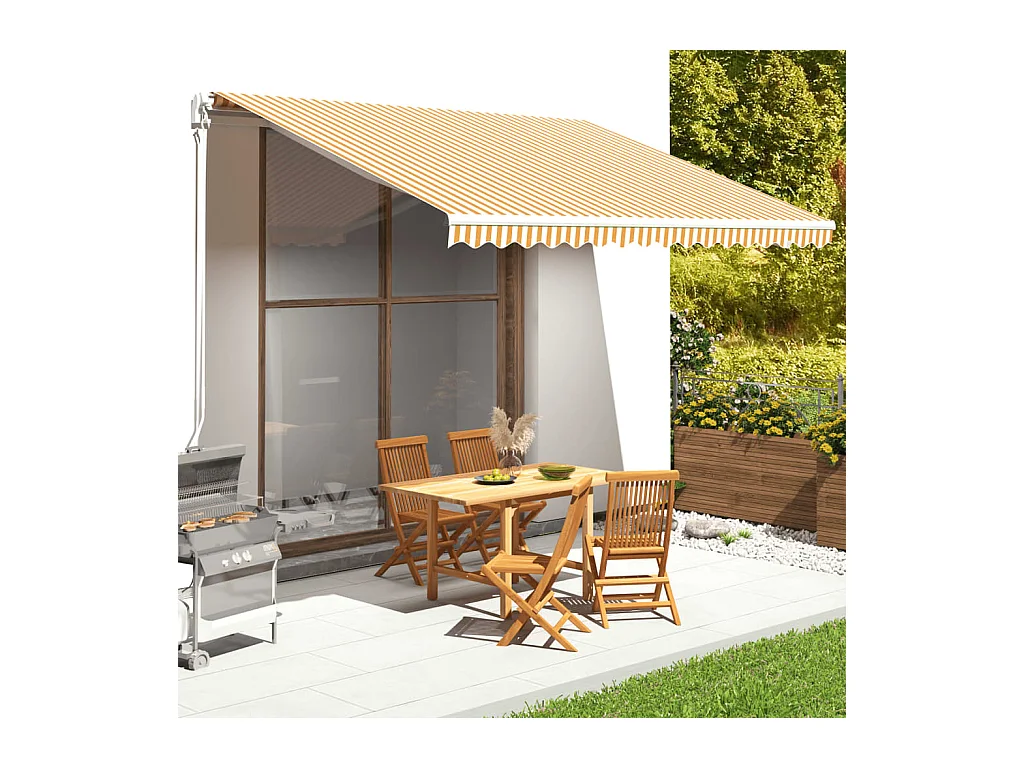 Tissu de remplacement pour auvent Jaune et blanc 4,5x3,5