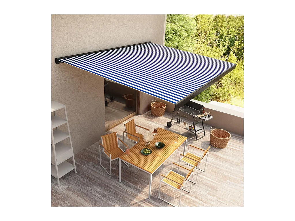 Motorisiertes Kassettenrollo 450x300 Blau und Weiß
