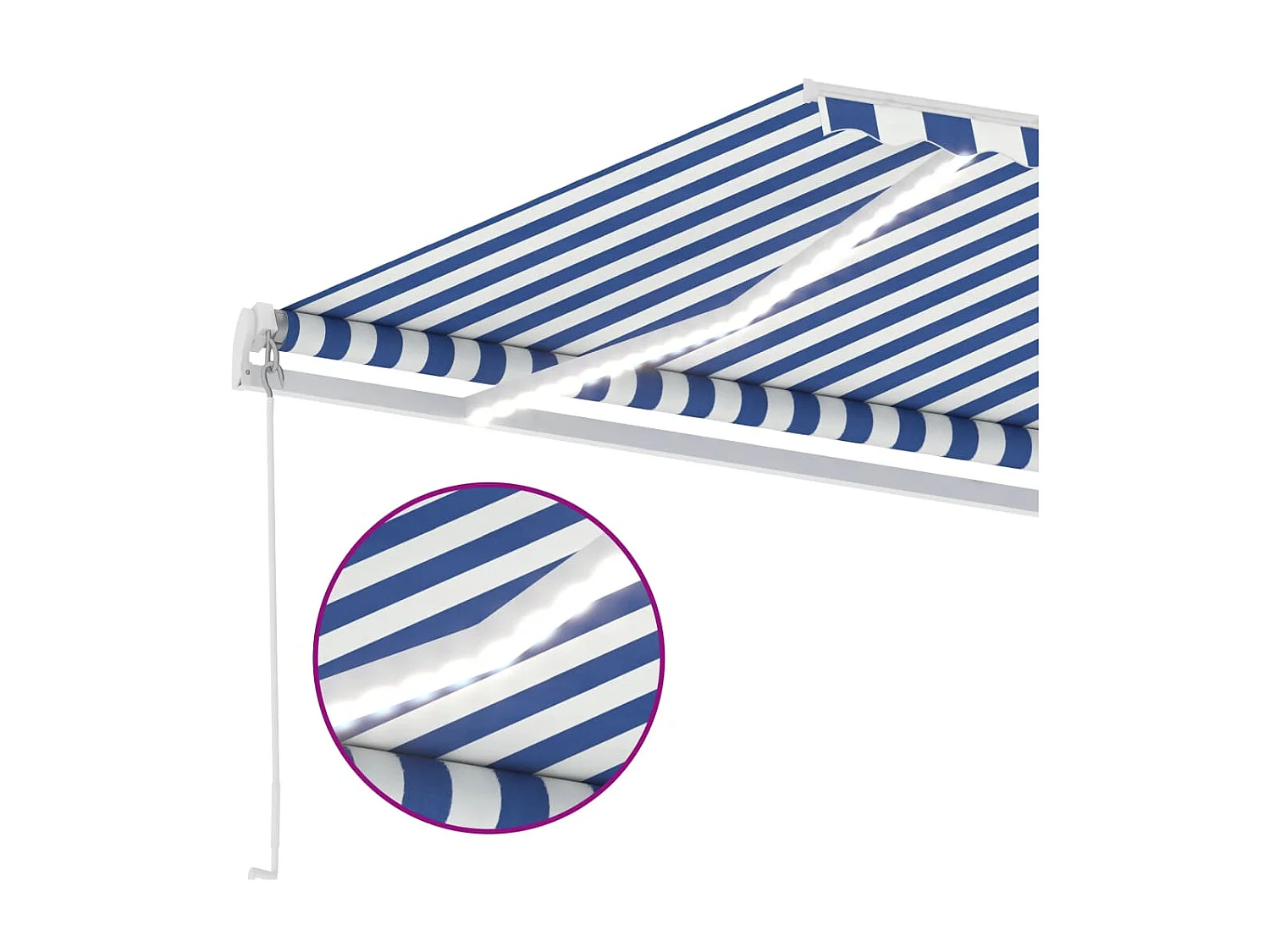 Auventanuel rétractable avec LED 600x350 Bleu et blanc